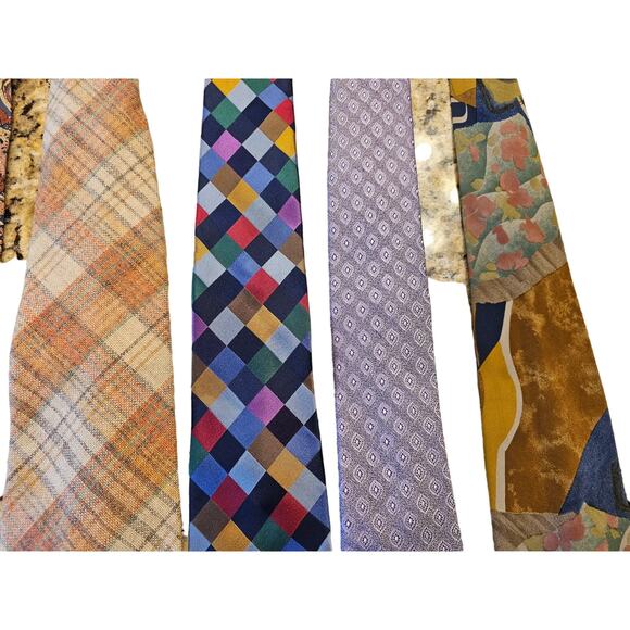 Lot 7 silk ties fun prints Paul Frederick nate friedman Jimmy V paisley bright - - Picture 3 of 4